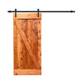 24 in. x 84 in. Red Walnut Stained Solid Knotty Pine Wood Interior Sliding Barn Door with Hardware Kit H169367