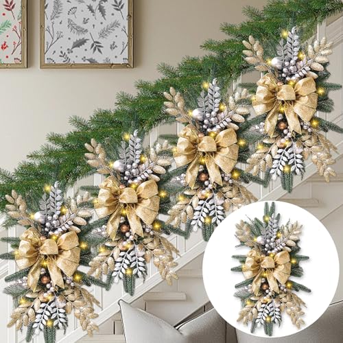 24 Inch Cordless Prelit Teardrop Christmas Swag E8418