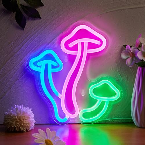 LED Neon Mushroom Cute Neon Sign USB Powered Night Light 3D Wall Art Decor Lamp C932