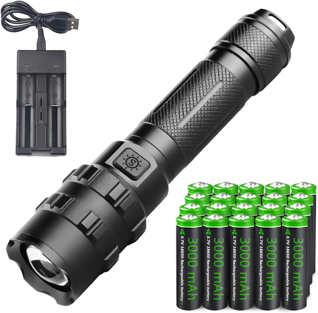 3000 Lumen Rechargeable Handheld Flashlight with Battery and Charger E2974