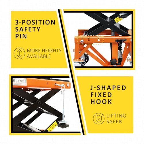 Hydraulic Motorcycle Lift Table, 350 LBS Heavy Duty Scissor Jack Stand with Wide Deck N1650