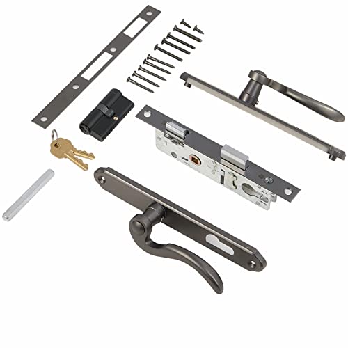 Brushed Polished Brass Lever Handle Set for Screen & Storm Doors G177150
