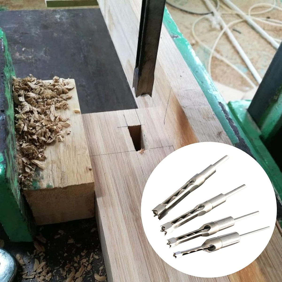 Bench Drill Locator Set, Square Hole Chisel Drilling Machine Woodworking Mortiser Location Tool, Mortising Attachment Kit D6186