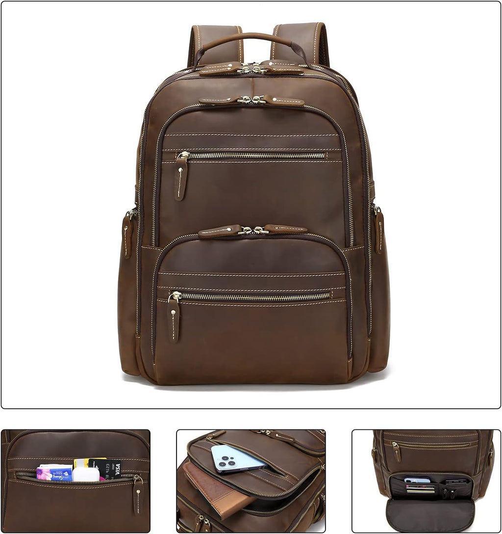 Genuine Leather 18 inch Laptop Backpack K52290