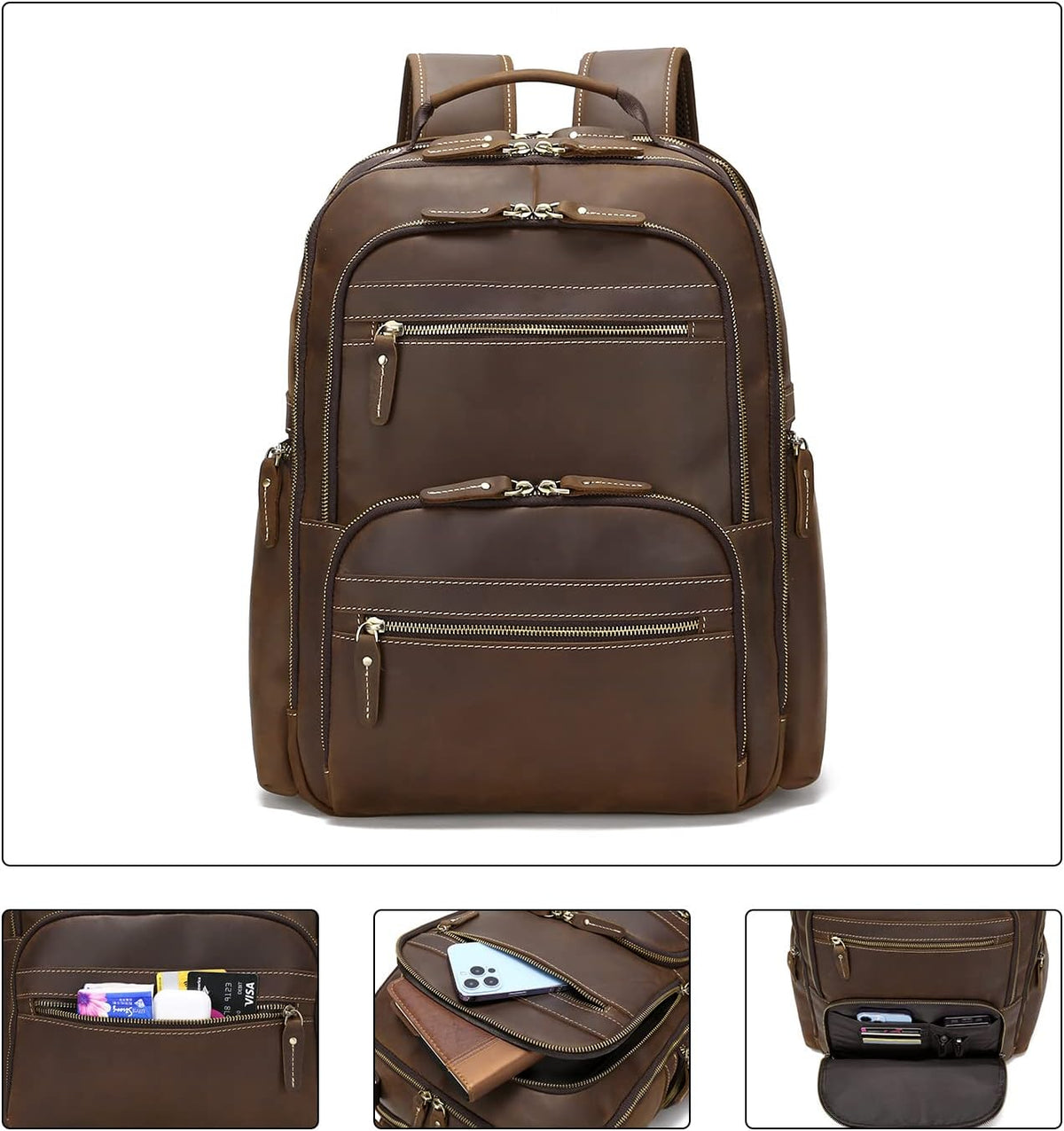 Genuine Leather 18 inch Laptop Backpack K52290