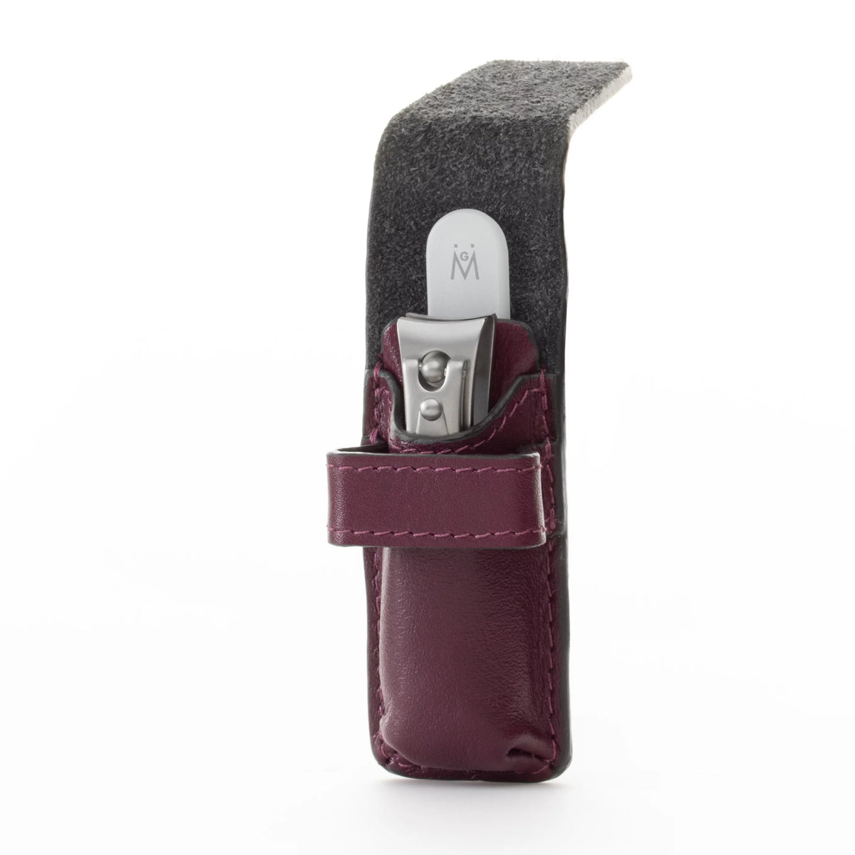 Nail clipper and Glass Nail File Set in Purple Leather Case T7624