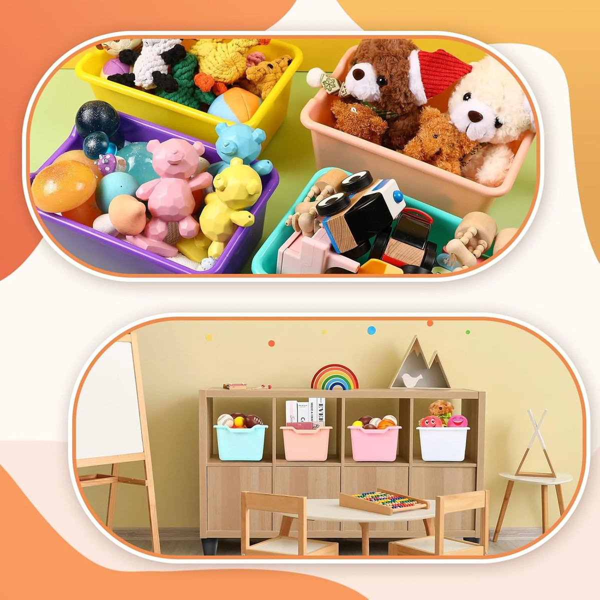 24 Pcs Plastic Stackable Storage Bins Assorted Colors I390