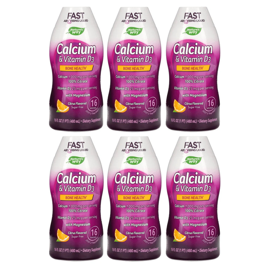 Calcium Citrate and Vitamin D3 Liquid, Natural Citrus, 16 Fl. oz, 6-Pack Z220138