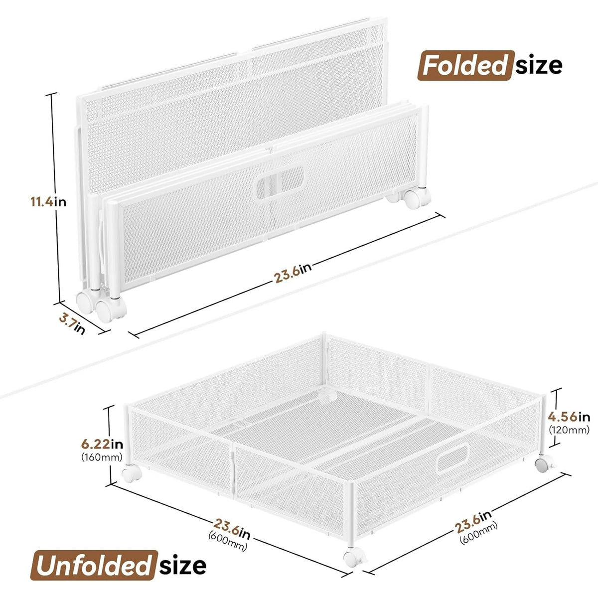 Metal Underbed Storage Containers with Wheels, 2Pack H92267