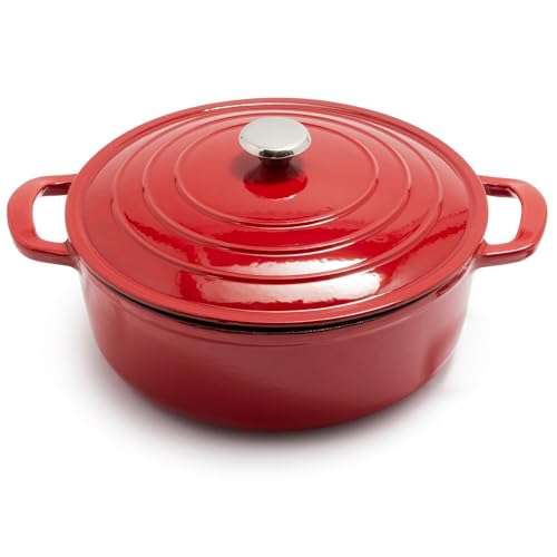 Enameled Cast Iron Round Wide Covered Dutch Oven, 7 qt, White F33344