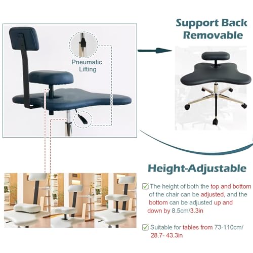 White Ergonomic Cross Legged Kneeling Office Chair with Brake Wheel B94043