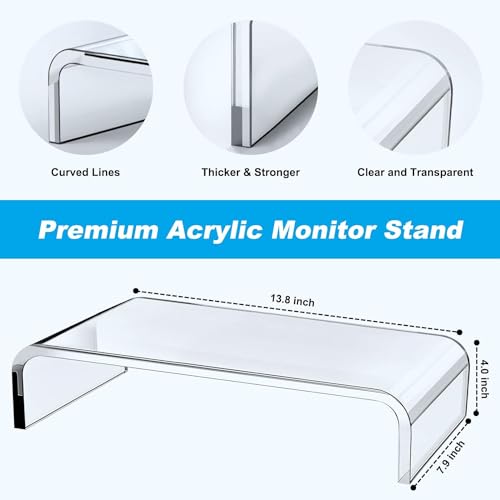 White Clear Acrylic Monitor Stand D18663