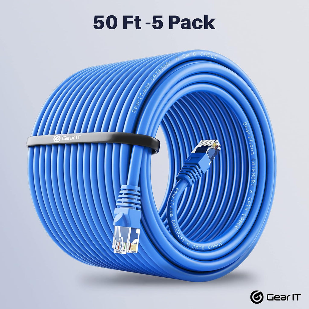 Cat 6 Ethernet Cable 50 ft 5-Pack Blue B310