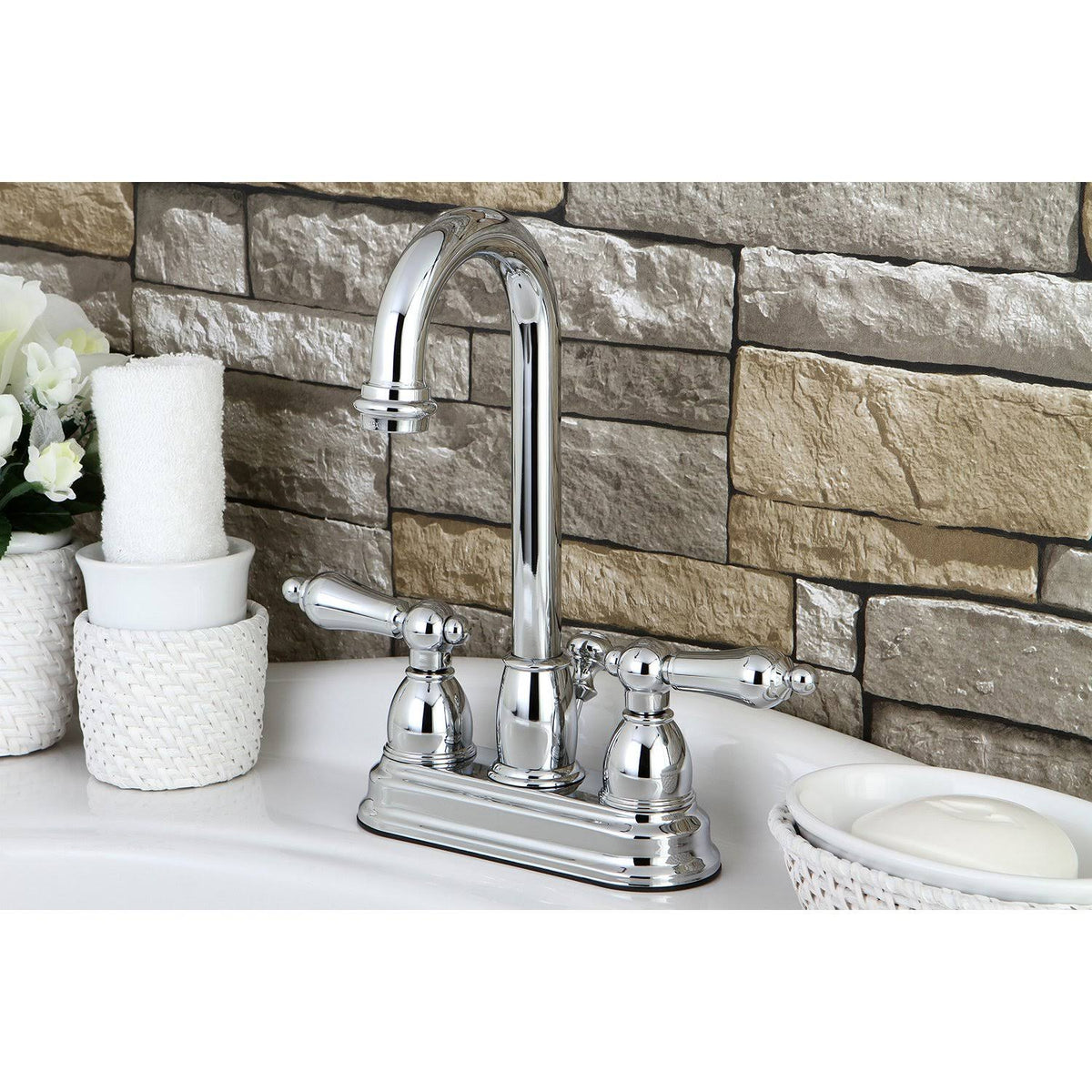 Two Handle Centerset Lavatory Faucet with Pop-Up Polished Brass U27013