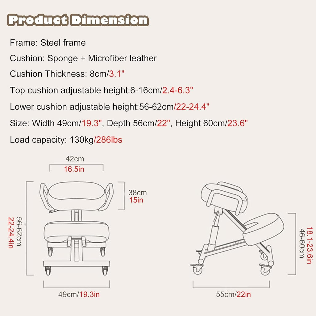 Ergonomic Kneeling Chair with Arm P1344