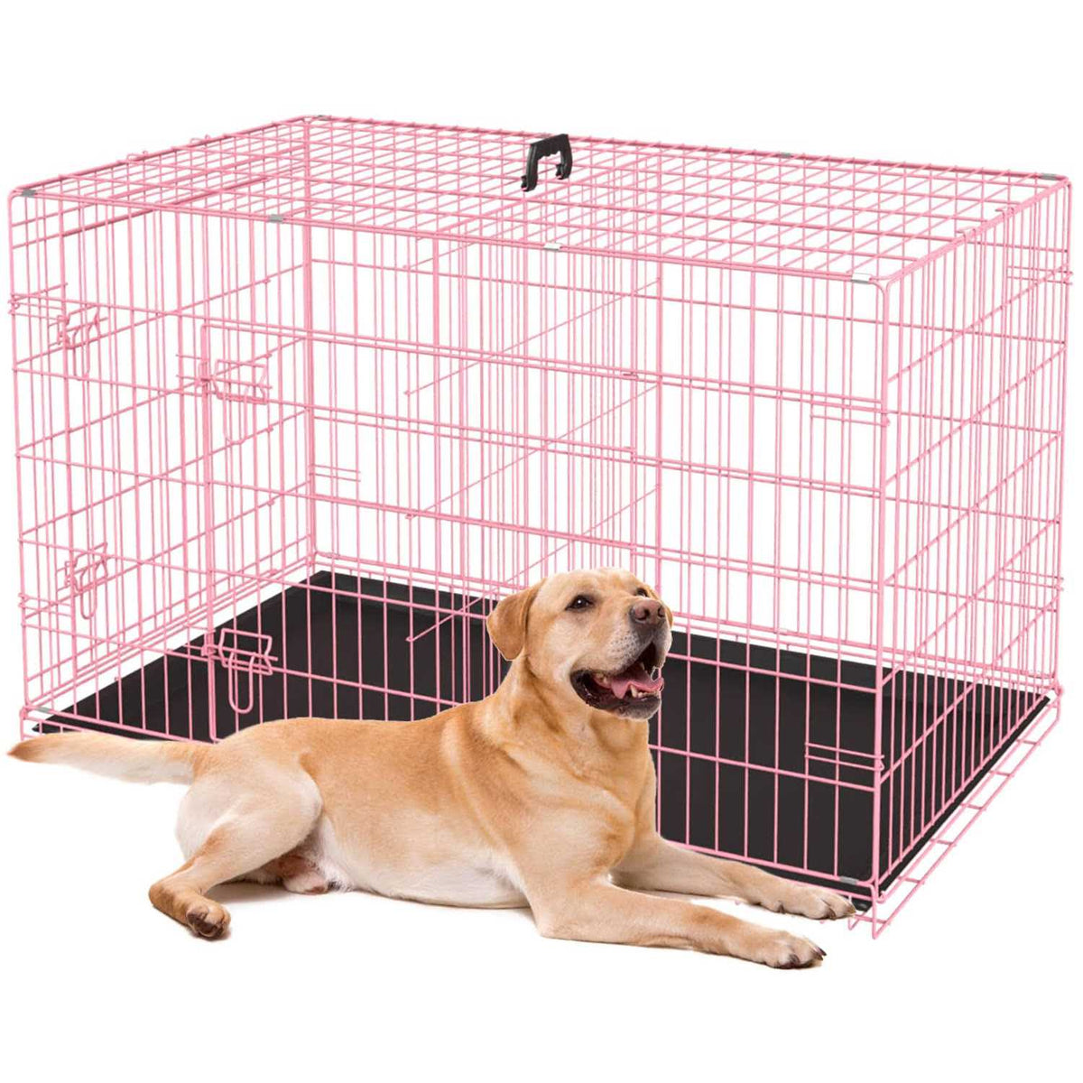 24,30,36,42,48 Inch Folding Wire Dog Crate with Double-Door A672778