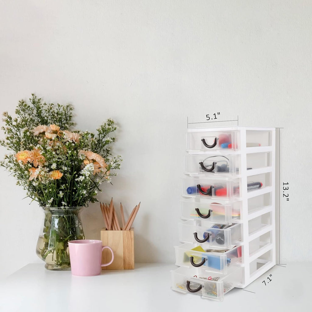 7 Clear Desktop Drawer Storage Container J80991