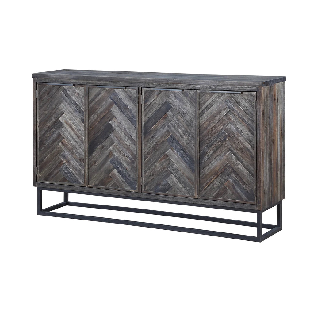 Solid Wood Herringbone 4-Door Credenza D3834
