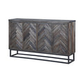 Solid Wood Herringbone 4-Door Credenza D3834