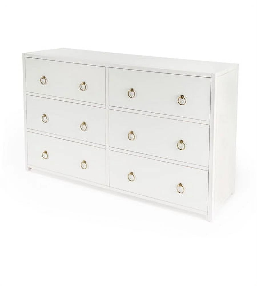 White Wood 6 Drawer Chest U3271