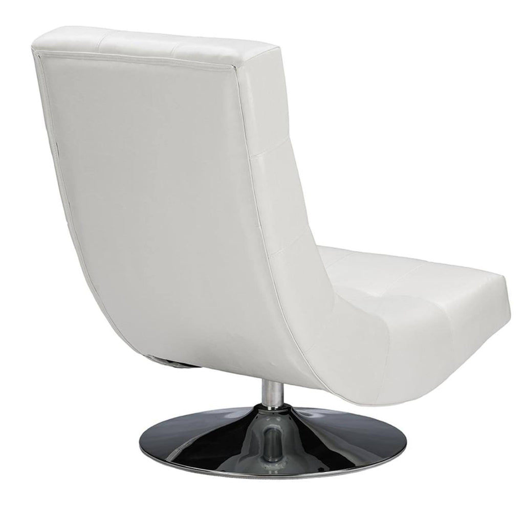White Faux Leather Swivel Chair with Metal Base S4547