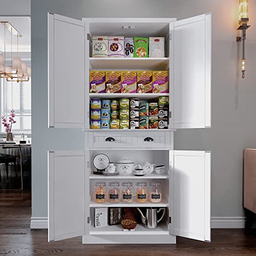 Green Kitchen Pantry Storage Cabinet with Drawer and Adjustable Shelves I24766