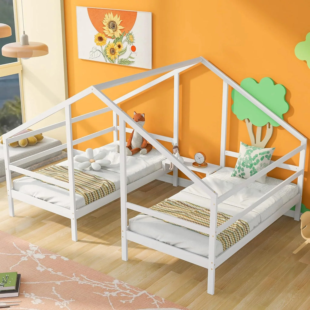 Solid Wood White Kids Bed Frame with Rails P231