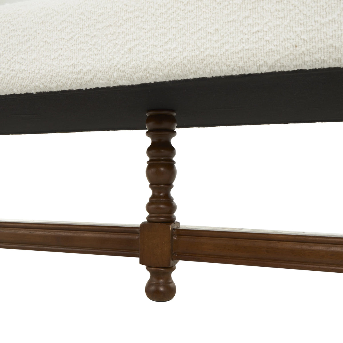 Fabric Bench with Brown Traditional Wood Turned Legs V309581