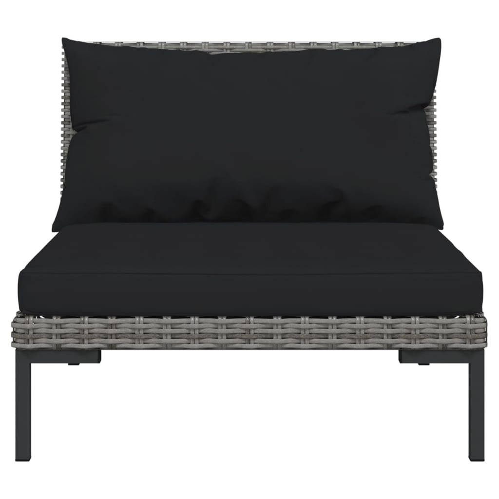 9 Piece Poly Rattan Patio Set with Cushions Dark Gray Z86515