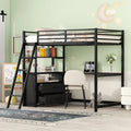 Twin Size Metal Wood Loft Bed with Desk Shelf and Drawers Black S342455