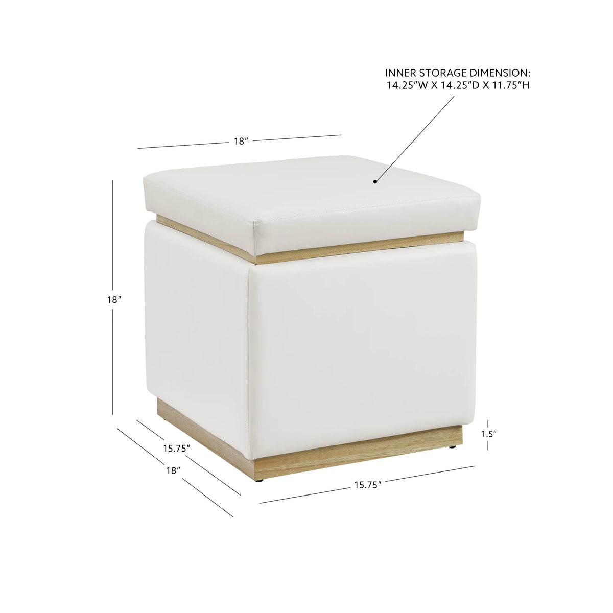 White Faux Leather Square Storage Ottoman Y5227