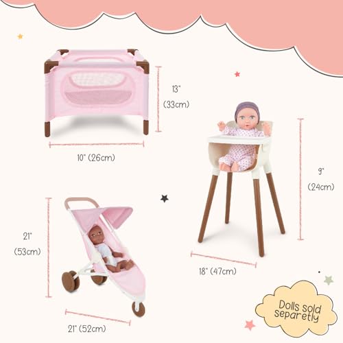 14-Inch Baby Doll Nursery Playset with High Chair, Playpen & Jogger Stroller R908