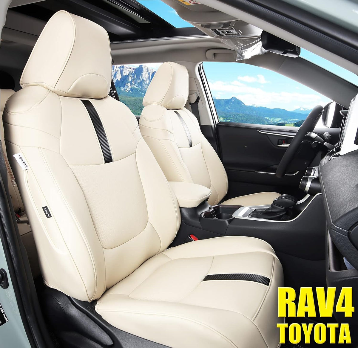 Black Waterproof Faux Leather Car Seat Covers Full Set O4607