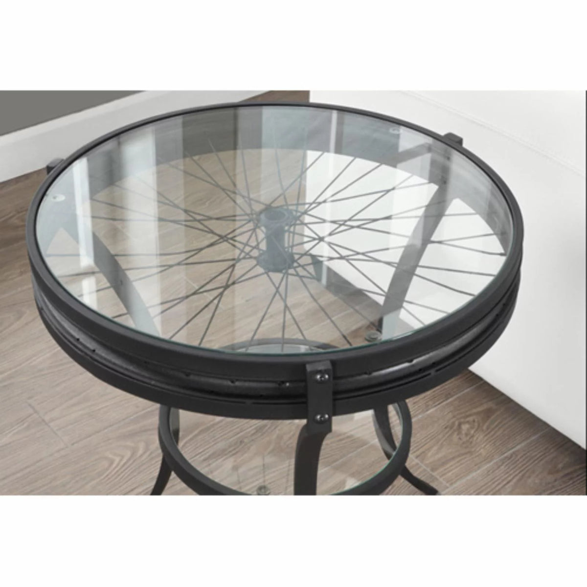 Round Clear Tempered Glass Accent Table D291562