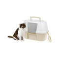 Large Hooded Corner Cat Litter Box with Front Door Flap & Scoop D74420