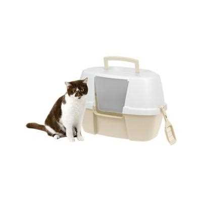 Large Hooded Corner Cat Litter Box with Front Door Flap & Scoop D74420