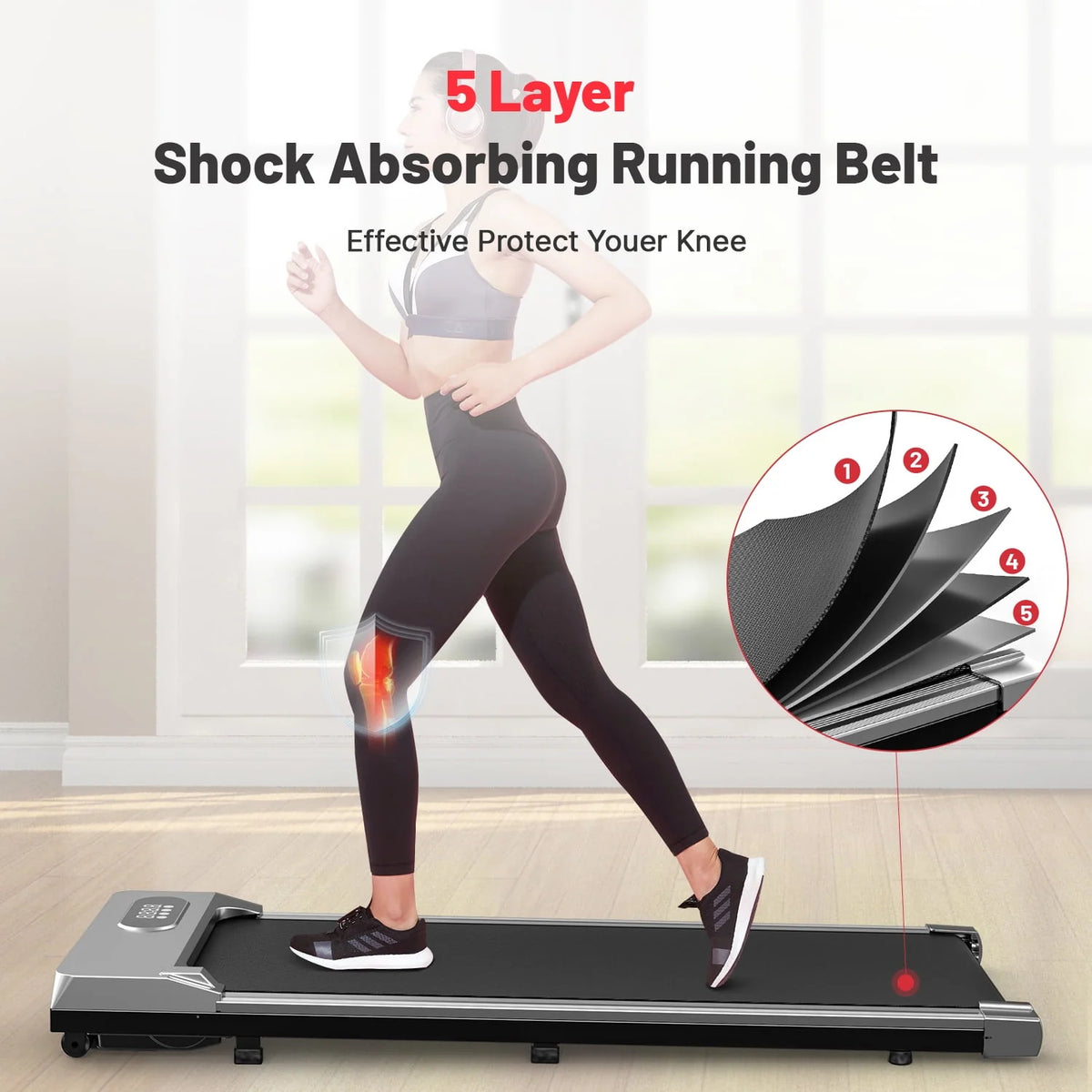 2 in 1 Under Desk Treadmill with Remote Control and LCD Display E336