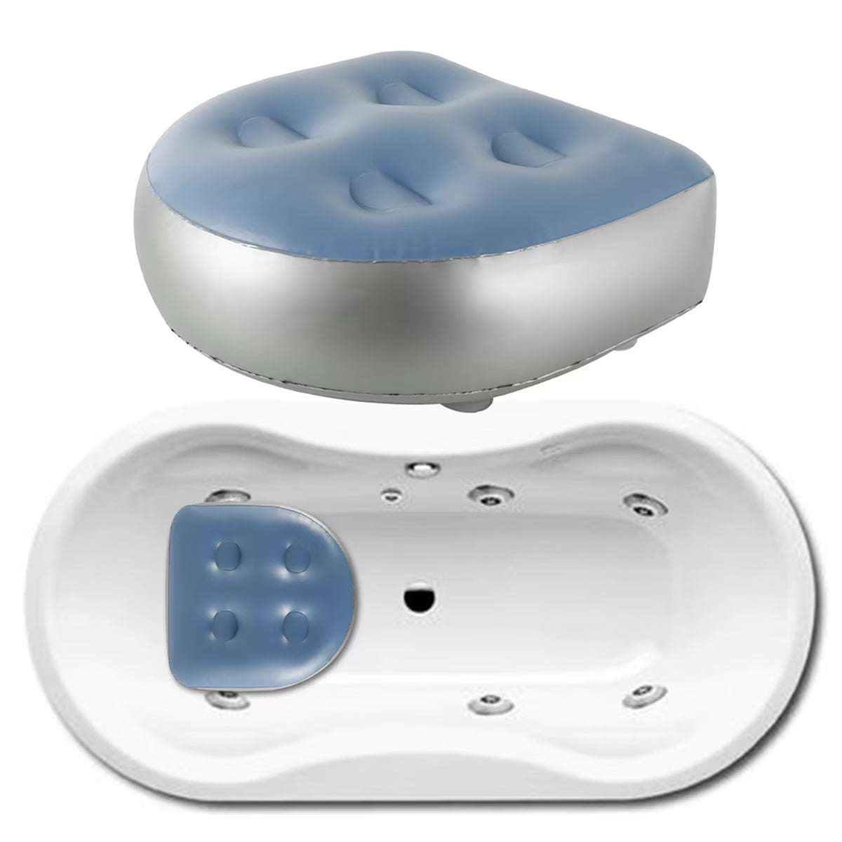 Spa and Hot Tub Booster Seat Pad with Suction Cup, Back Support Bath Spa Pad Soft Inflatable Massage Cushion J50132