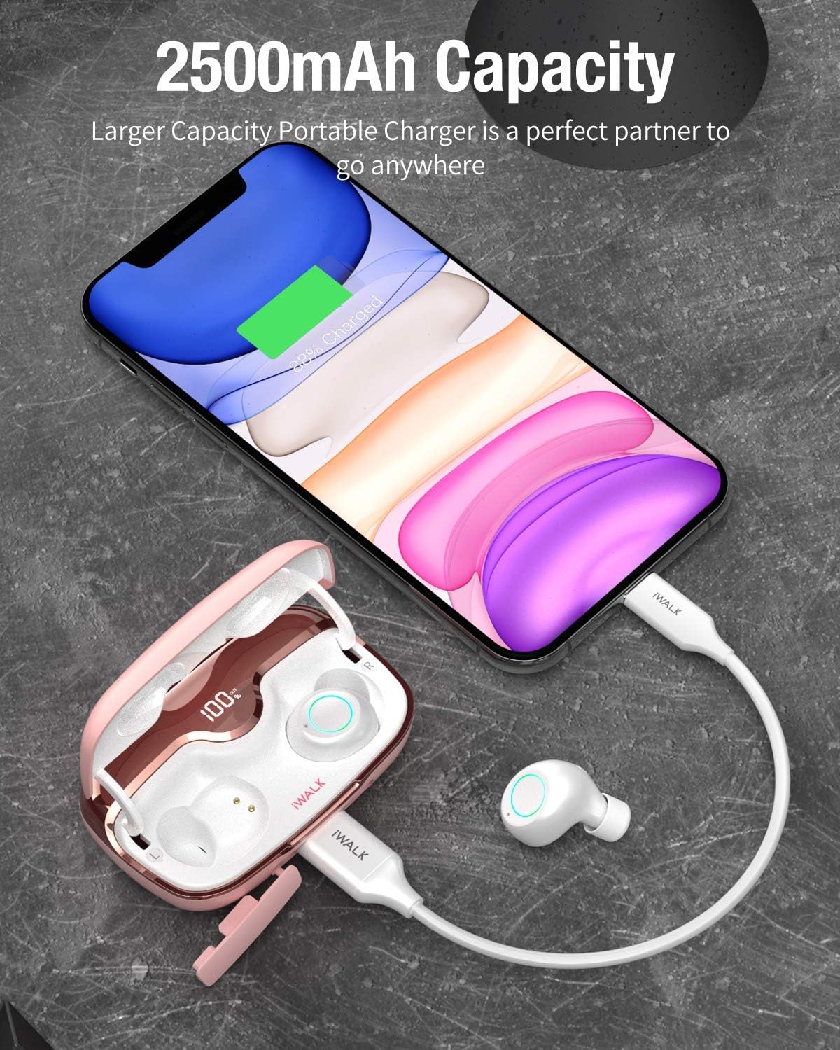 4500mAh Portable Charger USB C Battery Pack, 2500mAh Wireless Earbuds, Power Bank, Pack of 2 G6825