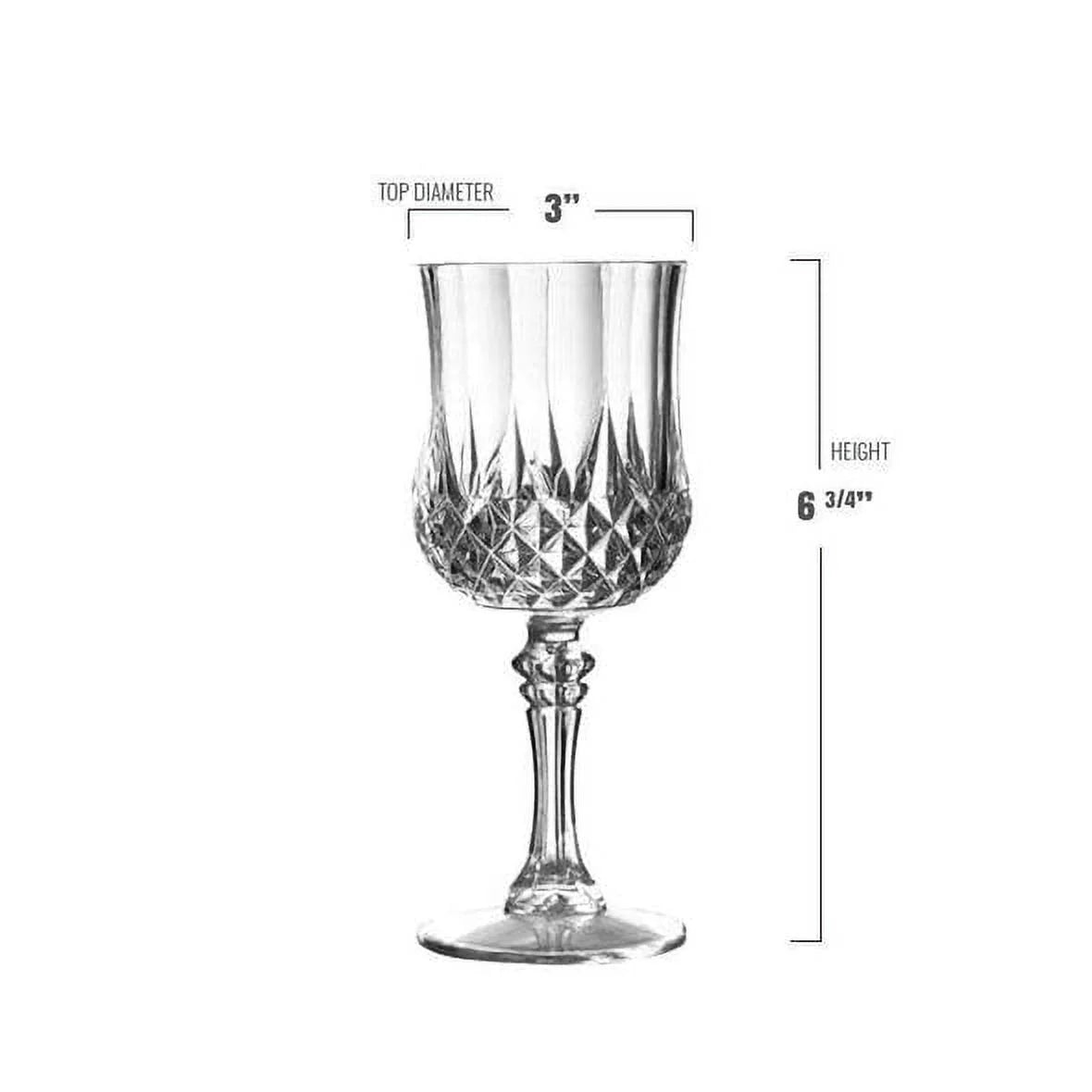 8 oz Crystal Cut Plastic Wine Glasses 48ct O5030