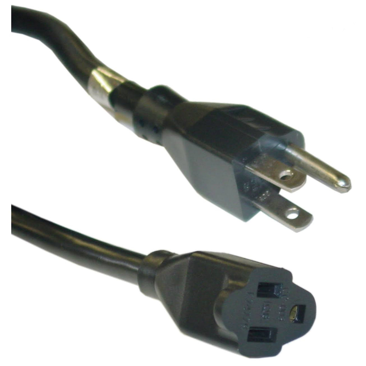 Black SJT 14 AWG 3 Conductor 13 Amp 50 Foot Power Extension Cord H25714