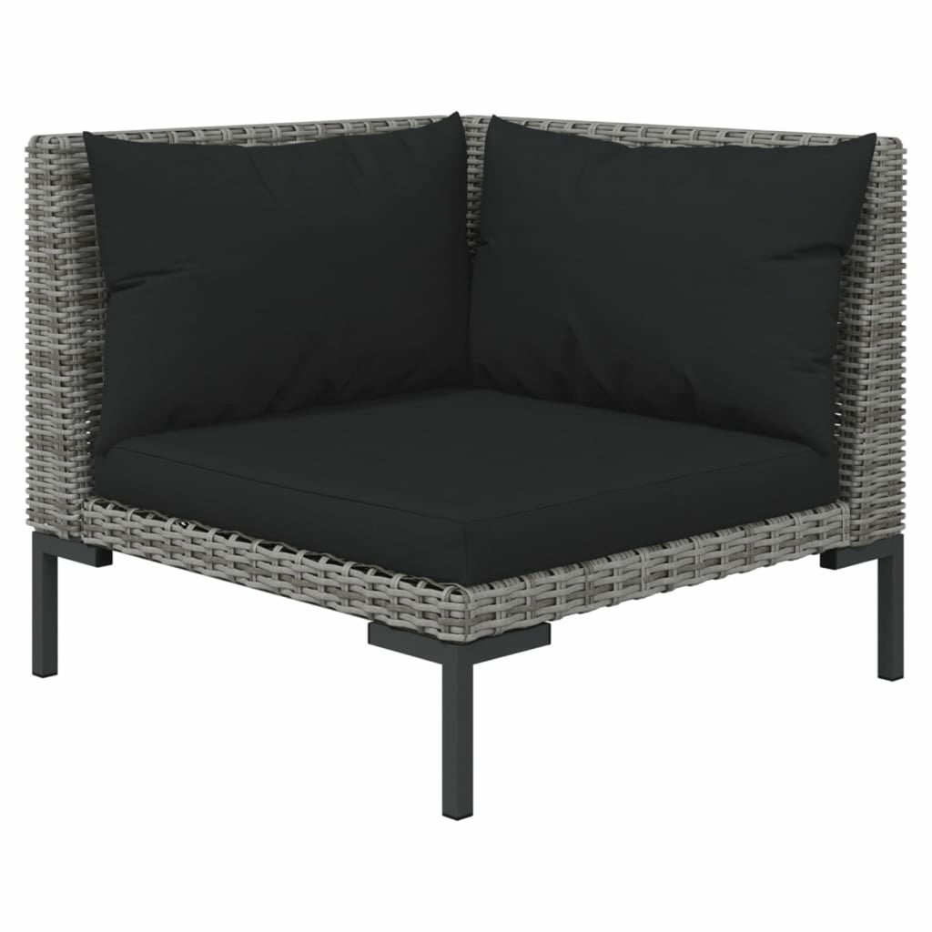 9 Piece Poly Rattan Patio Set with Cushions Dark Gray Z86515