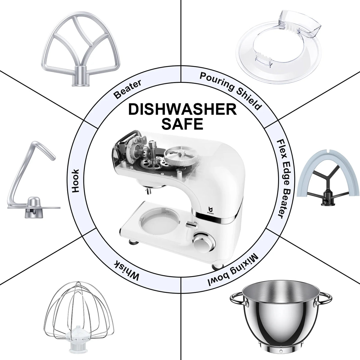 6 Adjustable Speeds Electric Stand Mixer with 4.2 QT Stainless Steel Bowl H79755