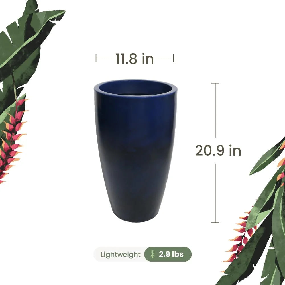 20.9-Inch Tall Round Pot Planter Dark Blue H570698