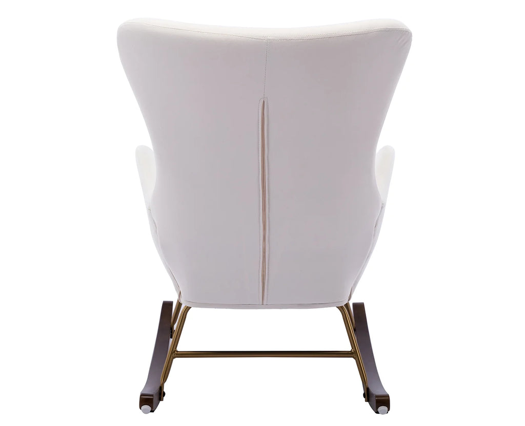 Cream Velvet Wingback Rocking Chair L6308