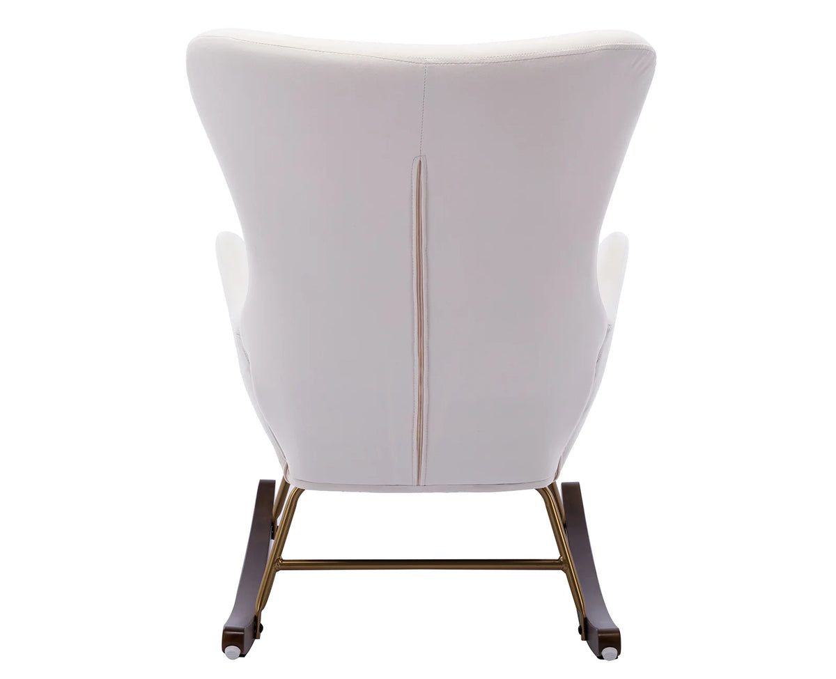 Cream Velvet Wingback Rocking Chair L6308