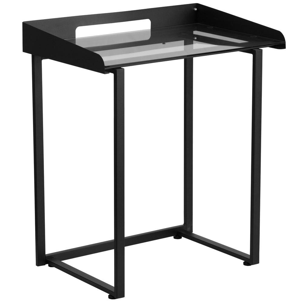 27.5 in. Rectangular Clear/Black Computer Desk A24251
