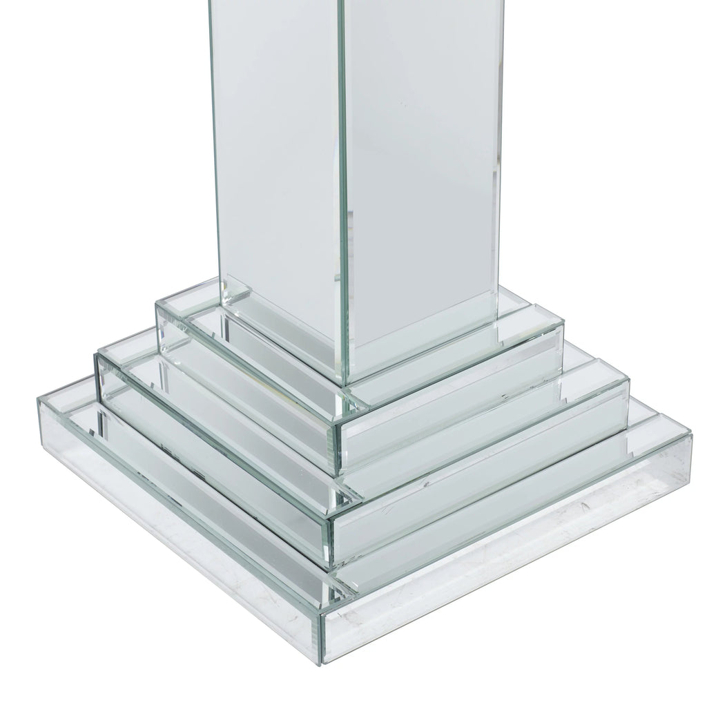 12" x 36" Silver Glass Mirrored Pedestal Table M58606