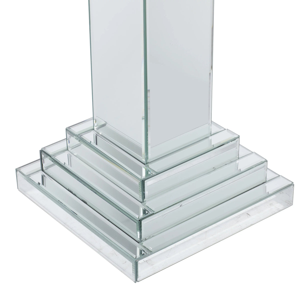12" x 36" Silver Glass Mirrored Pedestal Table M58606