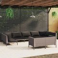 9 Piece Poly Rattan Patio Set with Cushions Dark Gray Z86515